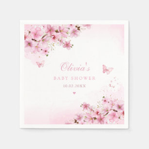 Serviette En Papier Boho mignonne rose papillon floral Baby shower fil