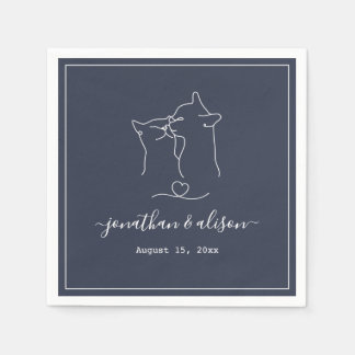 Serviette En Papier Boho Minimaliste marine Fiançailles bleu Mariage