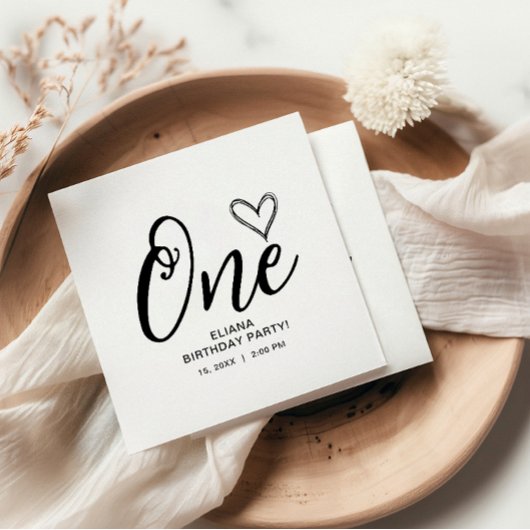 Serviette En Papier Boho minimaliste moderne 1er anniversaire