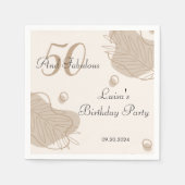 Serviette En Papier Boho Modern Leaf Tous les âges Anniversaire (Devant)