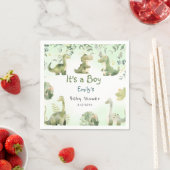 Serviette En Papier Boho Moderne Boho Aquarelle Dinosaure Verdure Garç (En situation)