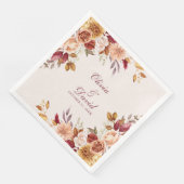 Serviette En Papier Boho Moderne Burange Terracotta Mariage Floral (Coin)