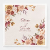 Serviette En Papier Boho Moderne Burange Terracotta Mariage Floral (Devant)