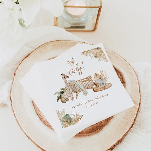 Serviette En Papier Boho Moderne Coeur Baby shower neutre genre