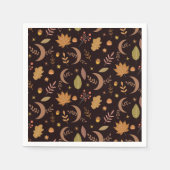 Serviette En Papier Boho Moon avec feuilles d'automne motif (Devant)