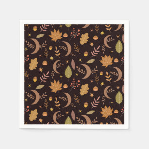 Serviette En Papier Boho Moon avec feuilles d'automne motif