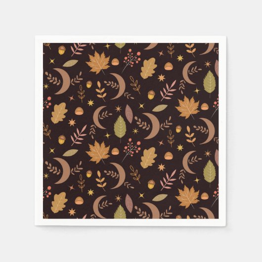 Serviette En Papier Boho Moon avec feuilles d'automne motif (Devant)