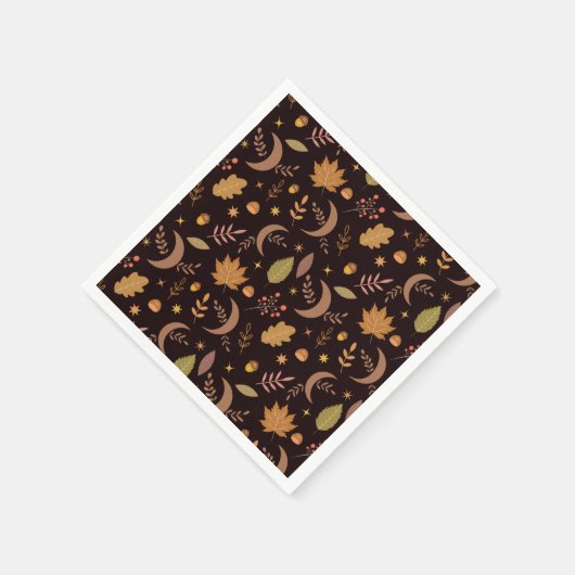 Serviette En Papier Boho Moon avec feuilles d'automne motif (Coin)