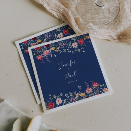 Serviette En Papier Boho Multicolor Fleur sauvage Mariage Napkin