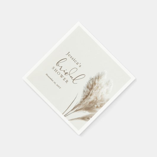 Serviette En Papier Boho Neutral Fluffy Pampas Grass Fête des mariées (Coin)