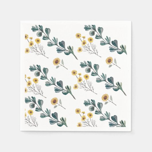 Serviette En Papier Boho neutre du genre | Baby shower aquarelle (Devant)