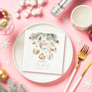 Serviette En Papier Boho Noël pins or baubles modèle