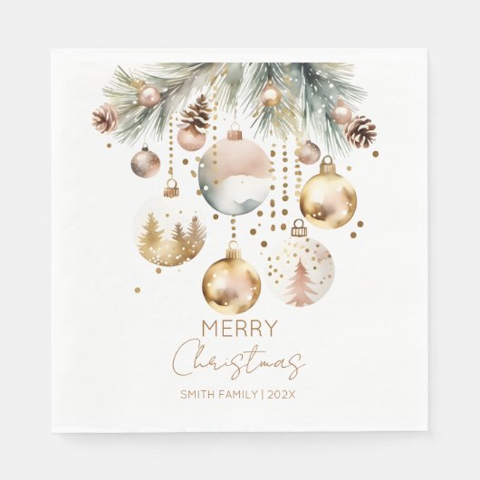 Serviette En Papier Boho Noël pins or baubles modèle (Devant)