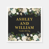 Serviette En Papier Boho noir et or Bohemian Chic Greenery Mariage (Devant)