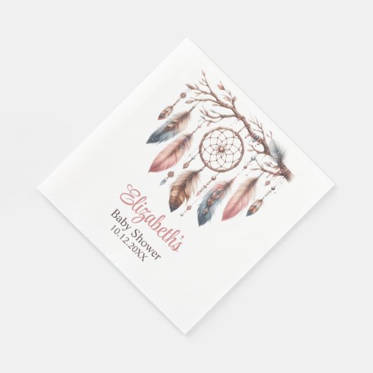 Serviette En Papier Boho Nom personnalisé Baby shower Dreamcather (Coin)