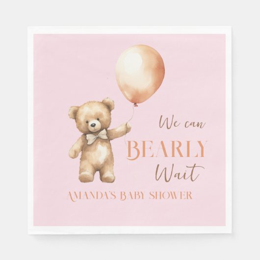 Serviette En Papier Boho Nous Pouvons Beary Attendre Pink Bear Girl Ba (Devant)