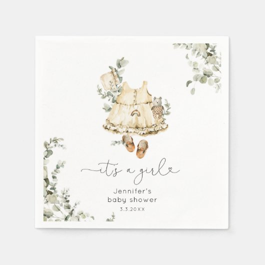 Serviette En Papier Boho nursery fille robe bébé fille douche (Devant)