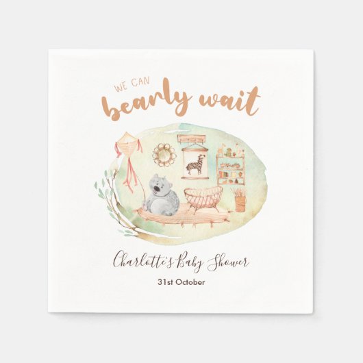 Serviette En Papier Boho Nursery Nous Pouvons Bearly Wait Baby shower  (Devant)
