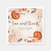 Serviette En Papier Boho orange rustique | Mariage d'aquarelle (Devant)