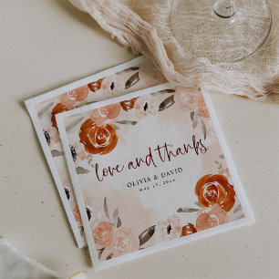 Serviette En Papier Boho orange rustique   Mariage d'aquarelle