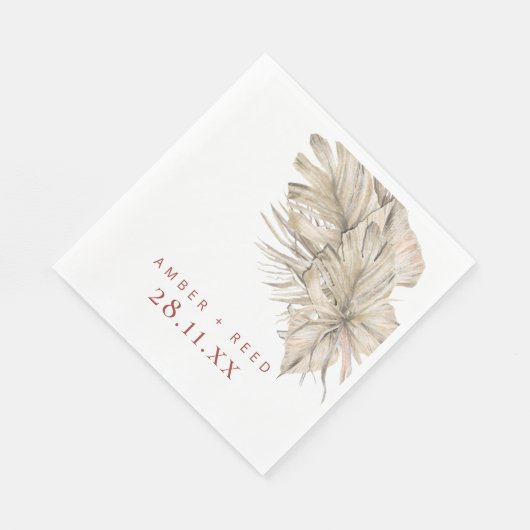 Serviette En Papier Boho Palm Folithe Terracotta Rust Arc Moderne (Coin)