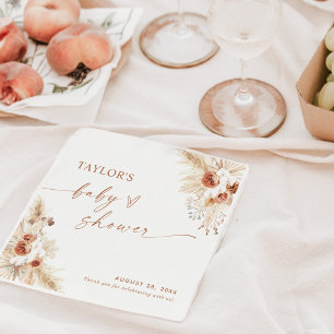 Serviette En Papier Boho Pampas Baby shower en laiton Papier Napkin
