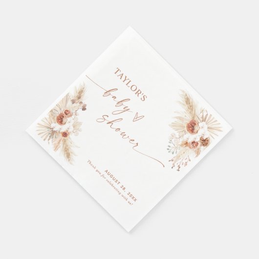 Serviette En Papier Boho Pampas Baby shower en laiton Papier Napkin (Coin)