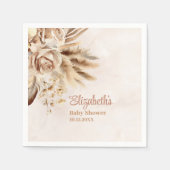 Serviette En Papier Boho Pampas Baby shower Rose (Devant)