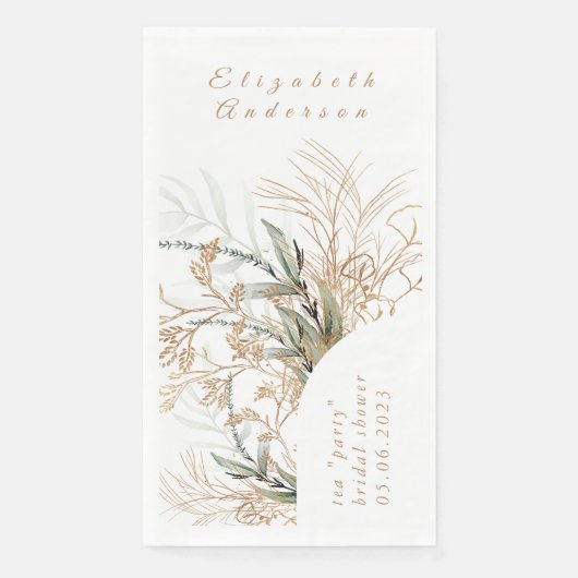 Serviette En Papier Boho Pampas Blush White Eucalyptus Fête des mariée (Devant)