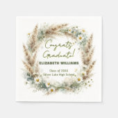 Serviette En Papier Boho Pampas Grass Daisy Watercolor Graduation (Devant)