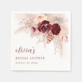 Serviette En Papier Boho Pampas Grass Roses Mariages Fête des mariées (Devant)