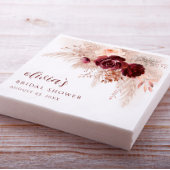 Serviette En Papier Boho Pampas Grass Roses Mariages Fête des mariées