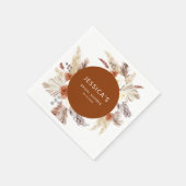 Serviette En Papier Boho Pampas Grass Terracotta Fête de Mariage (Coin)