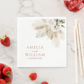 Serviette En Papier boho pampas herbe et verdure mariage (En situation)