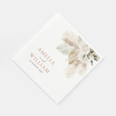 Serviette En Papier boho pampas herbe et verdure mariage (Coin)