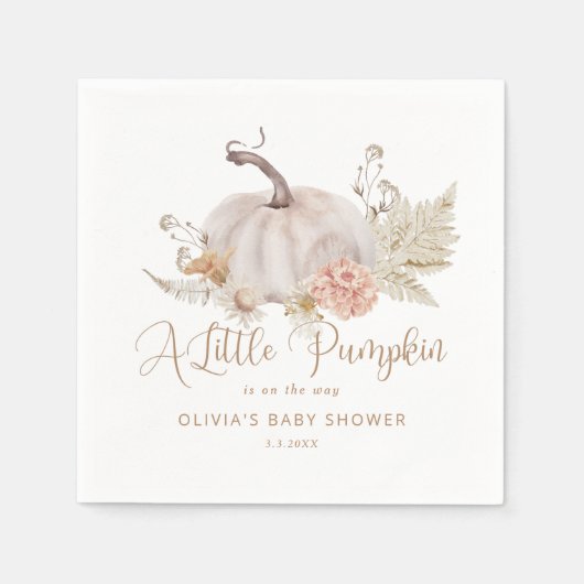 Serviette En Papier Boho pampas herbe petits serviettes citrouilles (Devant)