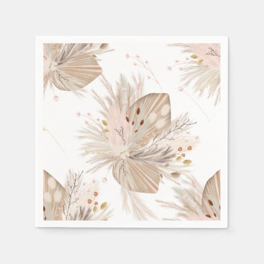 Serviette En Papier Boho pampas herbe séchée aquarelle motif désert (Devant)