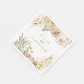 Serviette En Papier Boho Pampas Mariage de fleurs séchées tropicales (Coin)