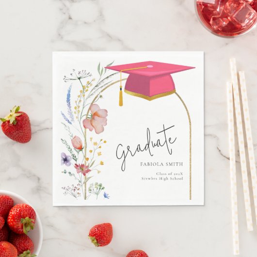 Serviette En Papier Boho Parti de graduation Fleur sauvage (En situation)