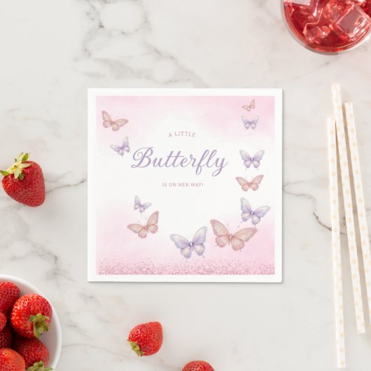 Serviette En Papier Boho Parties scintillant aquarelle Papillon Baby s (En situation)
