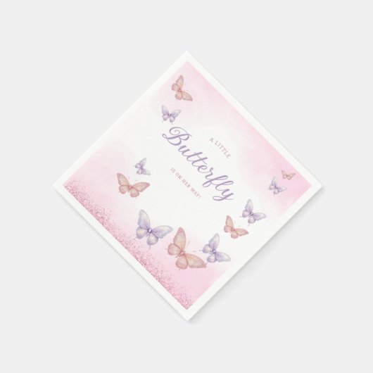 Serviette En Papier Boho Parties scintillant aquarelle Papillon Baby s (Coin)