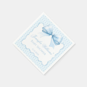 Serviette En Papier Boho pastel bleu arc ruban bébé garçon papier douc