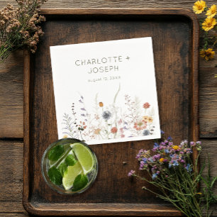 Serviette En Papier Boho Pastel Fleur sauvage Moderne Floral Mariage