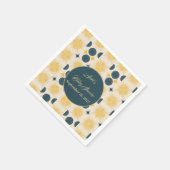 Serviette En Papier Boho Personnalisé Lune Soleil Étoiles Bleu Jaune (Coin)