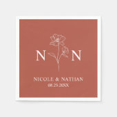 Serviette En Papier Boho personnalisé rouille en terre cuite | Monogra (Devant)