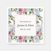SERVIETTE EN PAPIER BOHO PINK BLUE LILAC MARIAGE PERSONNALISÉ (Devant)