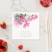 Serviette En Papier Boho Pink Green Bougainvillea Mariage (En situation)