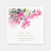 Serviette En Papier Boho Pink Green Bougainvillea Mariage (Devant)