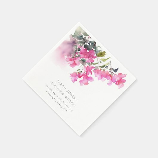 Serviette En Papier Boho Pink Green Bougainvillea Mariage (Coin)