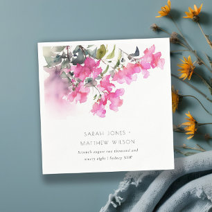 Serviette En Papier Boho Pink Green Bougainvillea Mariage